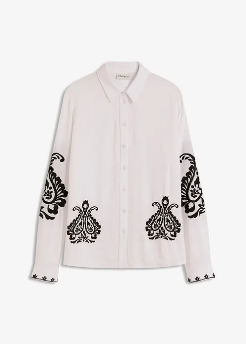 Bluse aus softem Viskose-Mix mit Stickerei in weiß von vorne - bonprix