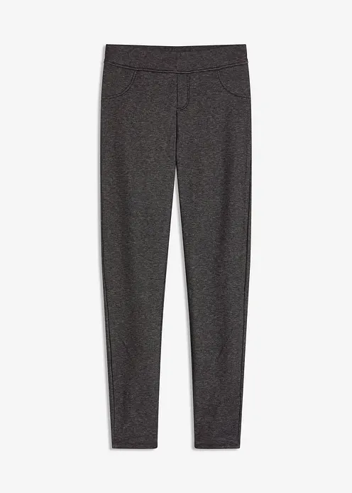 Thermo Leggings in Jeansoptik in schwarz von vorne - bonprix