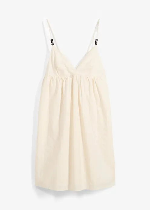 Minikleid aus reiner Baumwolle in beige von vorne - bonprix