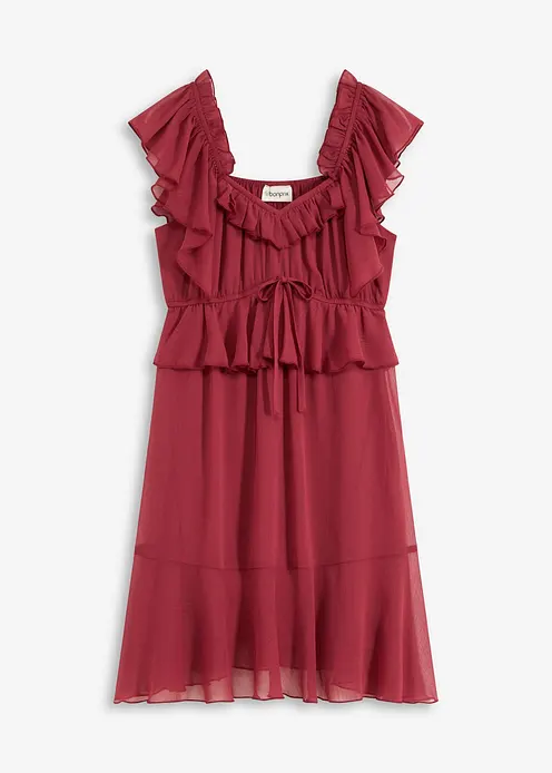 Chiffonkleid in A-Linie in rot von vorne - bonprix