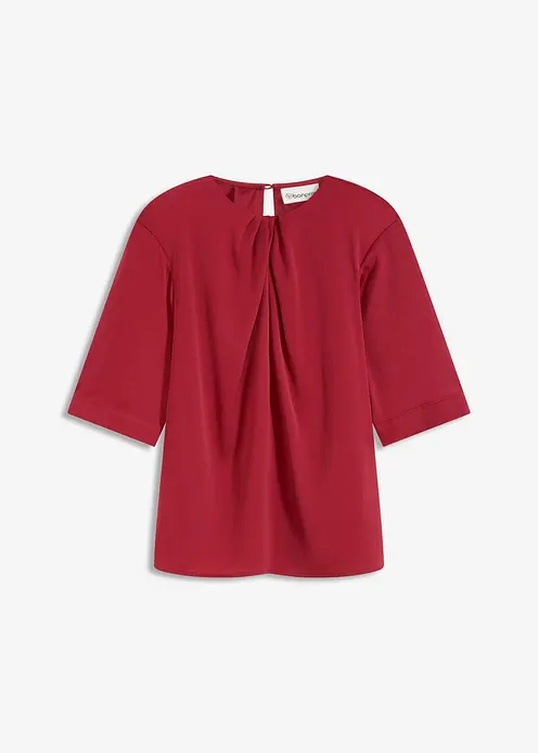 Blusenshirt aus glänzendem Satin in rot von vorne - bonprix