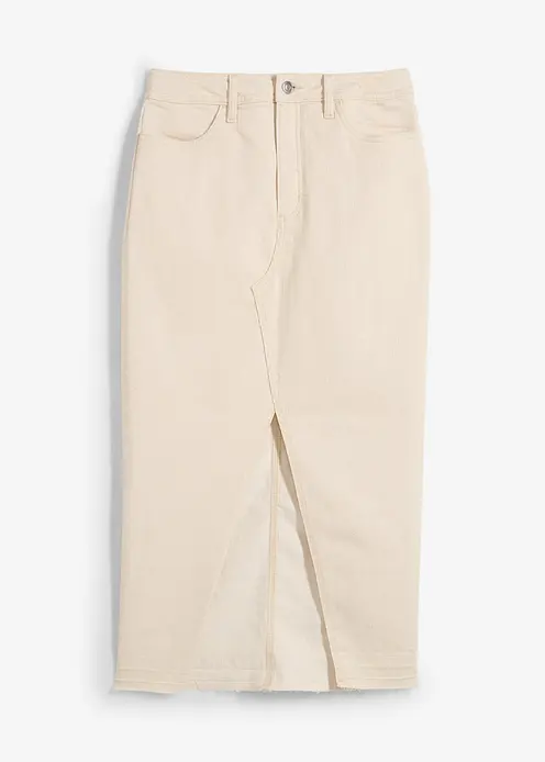 Jeansrock mit Schlitz in beige von vorne - bonprix