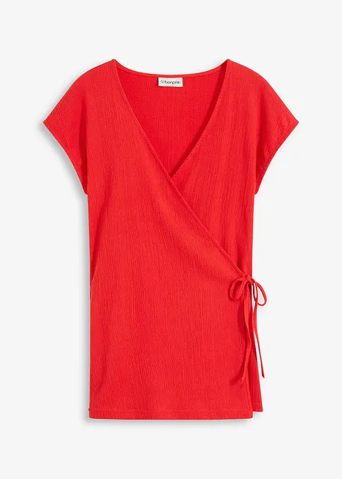 Shirt in Wickeloptik in rot von vorne - bonprix