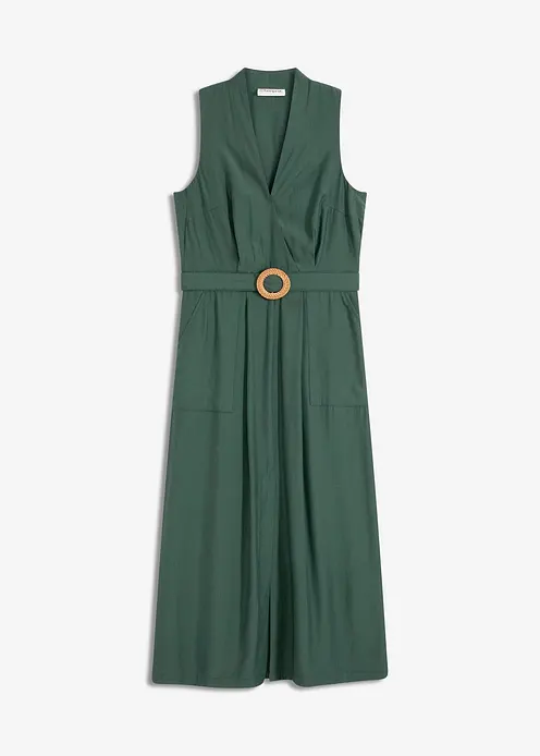 Midikleid aus fließendem Viskose-Mix in grün von vorne - bonprix