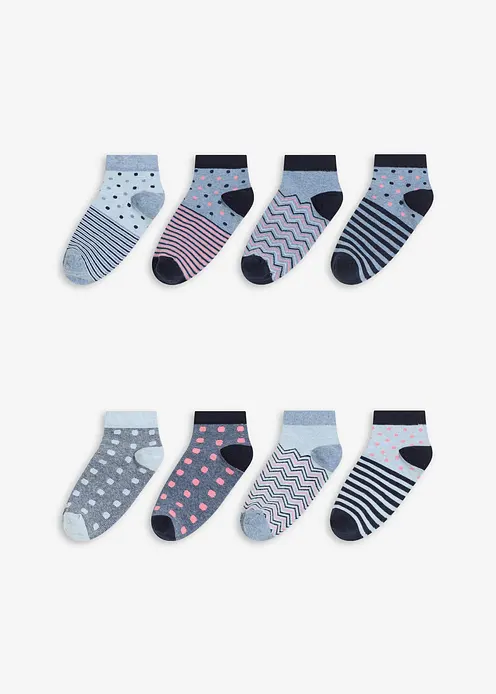 Kurzsocken mit Bio-Baumwolle (8er Pack) in blau von vorne - bonprix