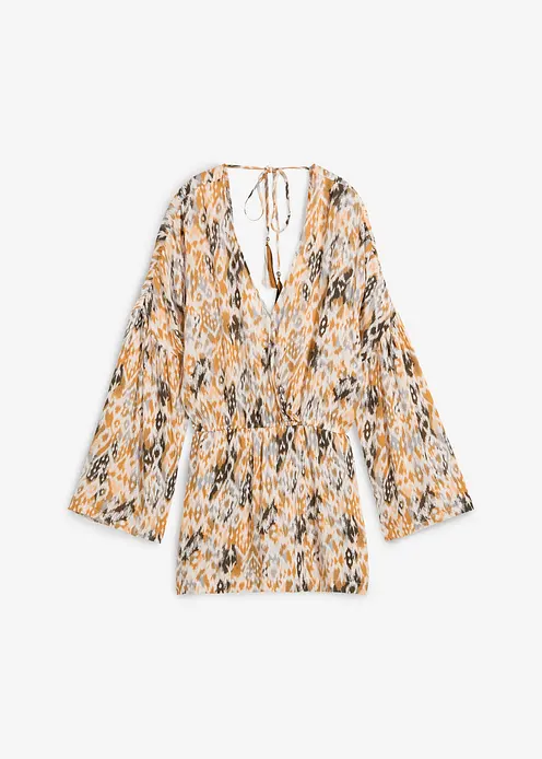 Kurzer Jumpsuit aus fließender Viskose in weiß von vorne - bonprix