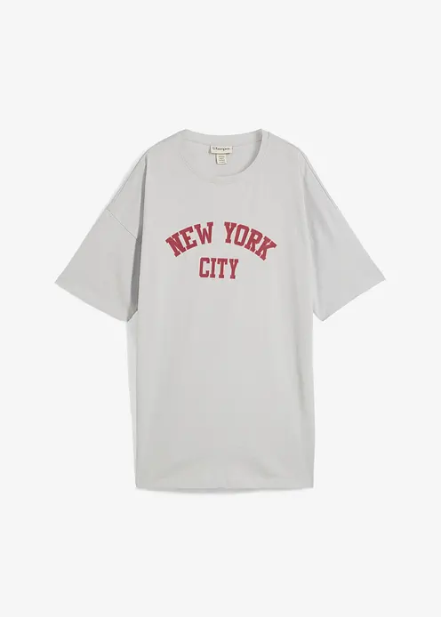 Oversize-Shirt aus reiner Bio-Baumwolle in grau von vorne - bonprix