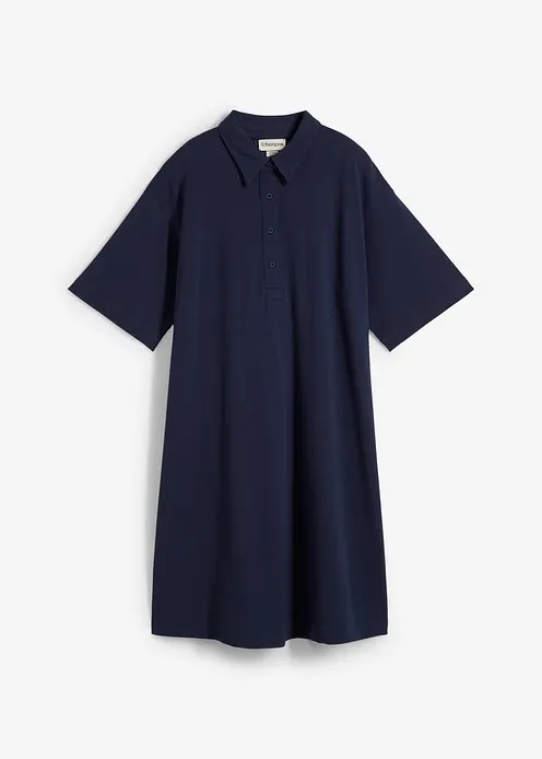 Polokleid aus reiner Baumwolle in blau von vorne - bonprix