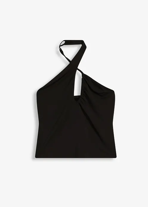Neckholder-Top mit Cut-Out in schwarz von vorne - bonprix