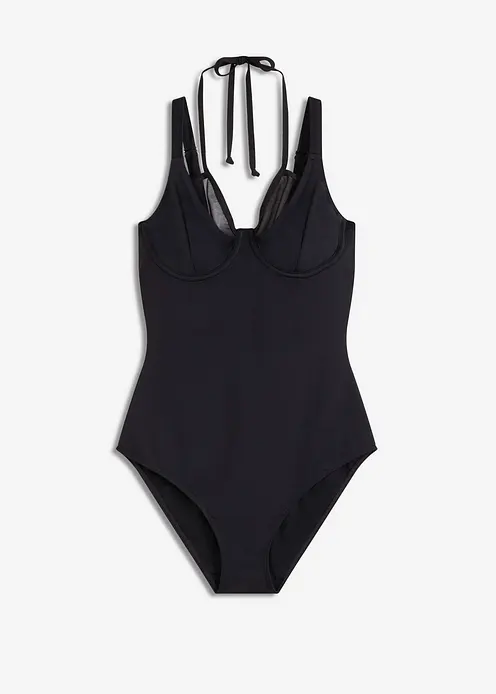 Medium Shape-Badeanzug mit Bügel in schwarz von vorne - bonprix