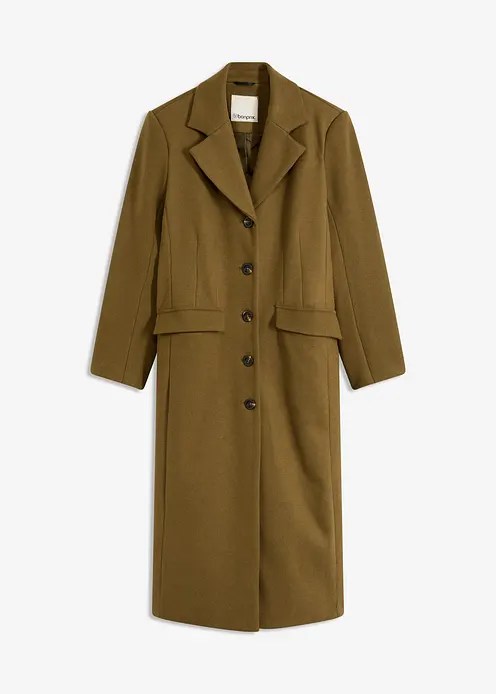 Mantel aus Wollimitat in Maxilänge in grün von vorne - bonprix