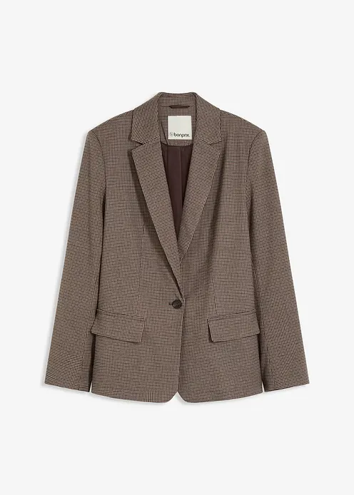 Karierter Oversize Blazer in braun von vorne - bonprix