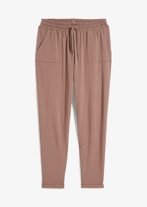 Jersey-Hose aus elastischem Baumwoll-Mix in braun von vorne - bonprix