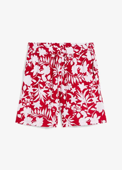 Weite Viskose Shorts mit High-Waist-Bequembund in rot von vorne - bonprix