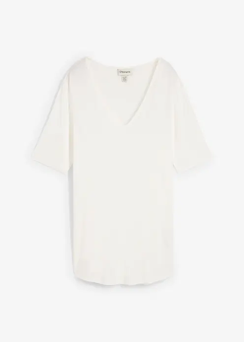 Longshirt aus softer Viskose in weiß von vorne - bonprix