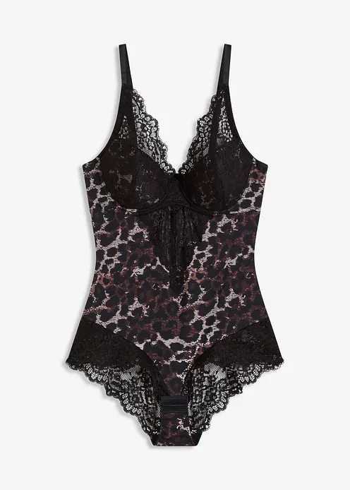 Body mit integriertem Schalen-BH in grau von vorne - bonprix