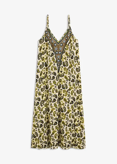 Trägerkleid aus softem Viskose-Mix in grün von vorne - bonprix