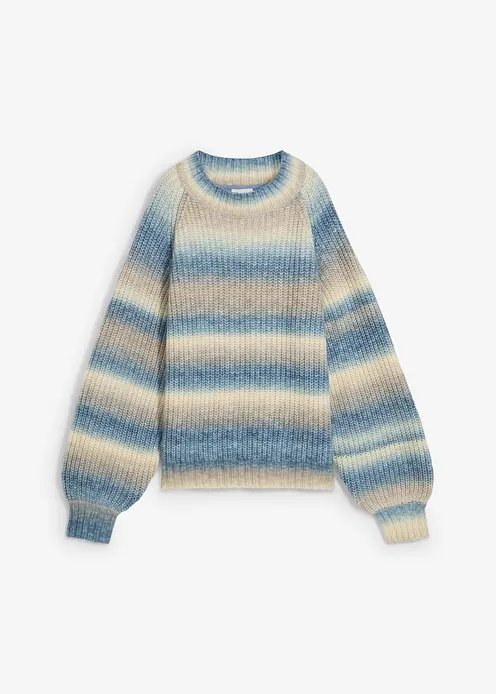 Grobstrick-Pullover aus weichem Woll-Mix in beige von vorne - bonprix
