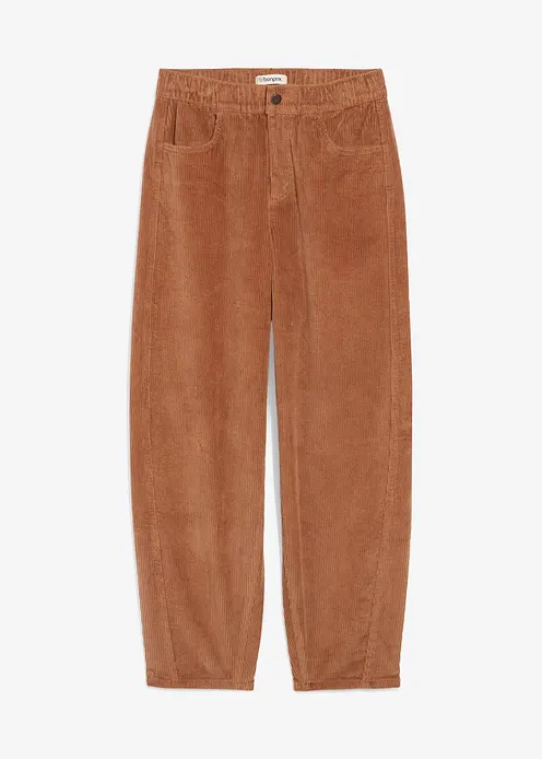 Cordhose in Barellform in braun von vorne - bonprix