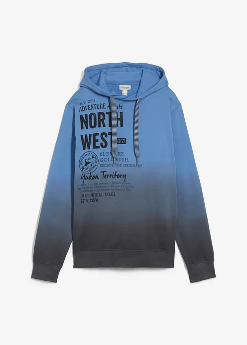 Kapuzen-Sweatshirt aus reiner Baumwolle in blau von vorne - bonprix