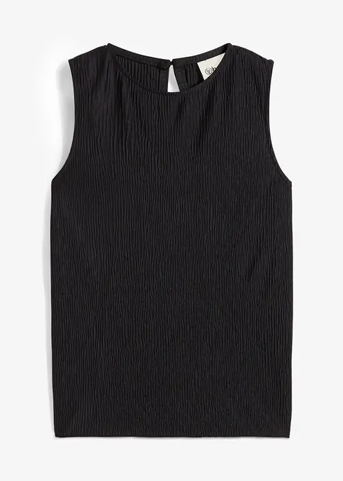 Top aus strukturiertem Crinkle in schwarz von vorne - bonprix