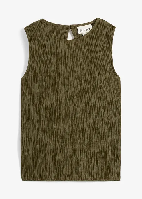 Top aus strukturiertem Crinkle in grün von vorne - bonprix