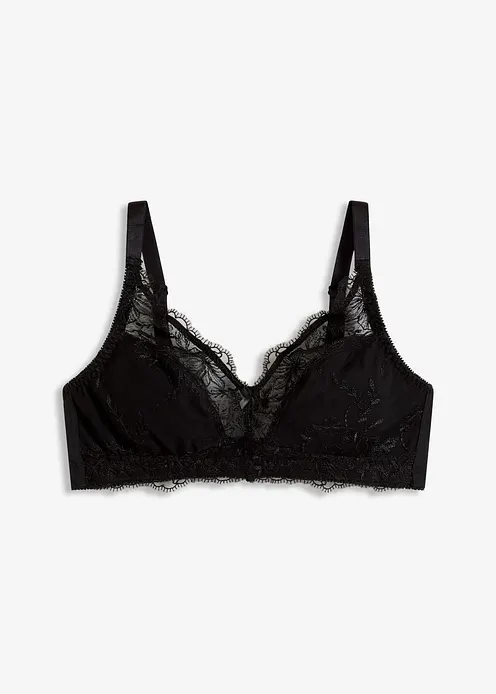 Bralette mit Stickerei in schwarz von vorne - bonprix