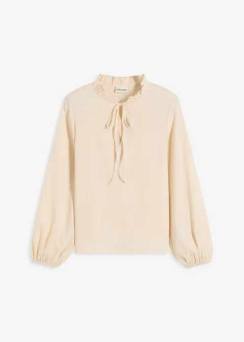 Langarmshirt in beige von vorne - bonprix