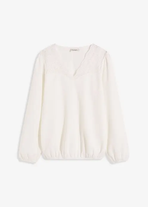 Langarmshirt in weiß von vorne - bonprix