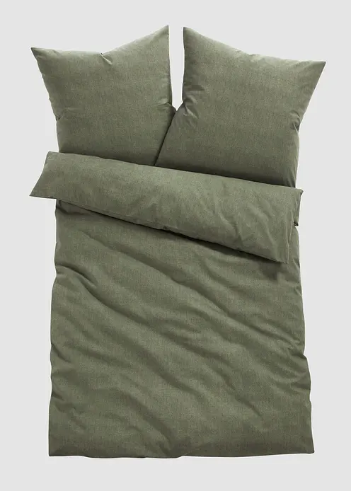 Bettwäsche in Leinenoptik in braun von vorne - bonprix