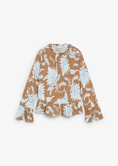 Shirtbluse aus softem Modal-Mix in braun von vorne - bonprix