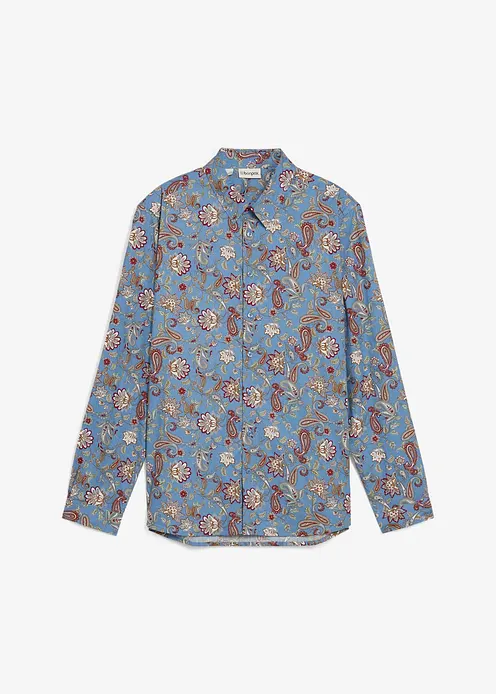 Business-Hemd aus reiner Baumwolle, Slim Fit in blau von vorne - bonprix