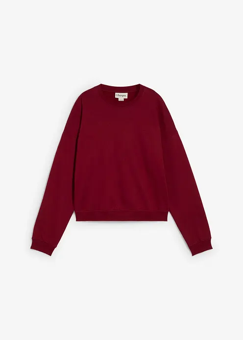 Kurzes Oversize-Sweatshirt aus reiner Bio-Baumwolle in rot von vorne - bonprix