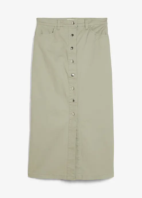 Twill Midirock in grün von vorne - bonprix