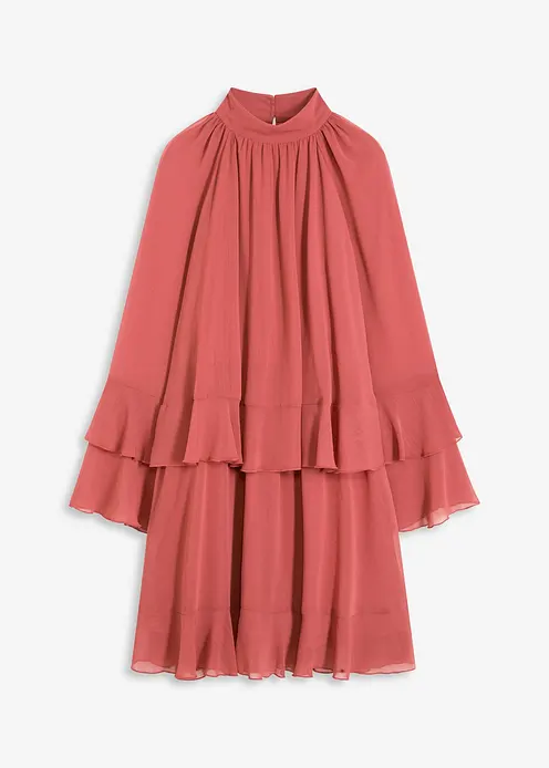 Chiffonkleid mit Volants in rot von vorne - bonprix