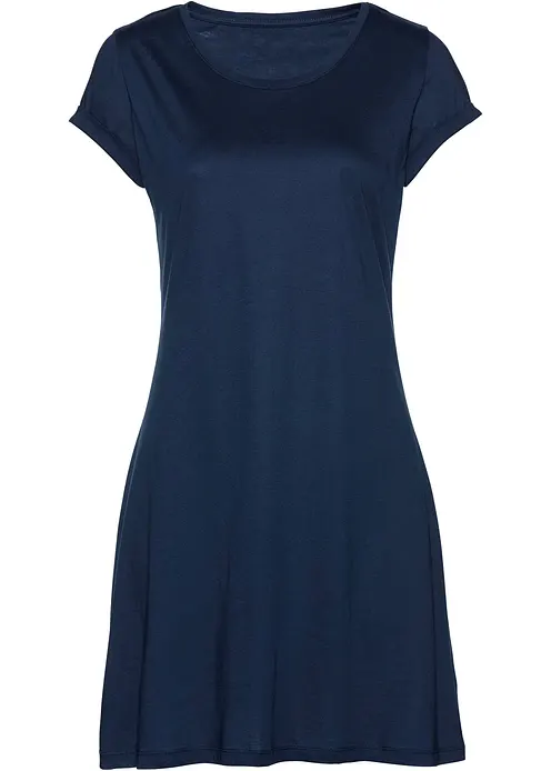 Shirtkleid aus reiner Bio-Baumwolle in blau von vorne - bonprix