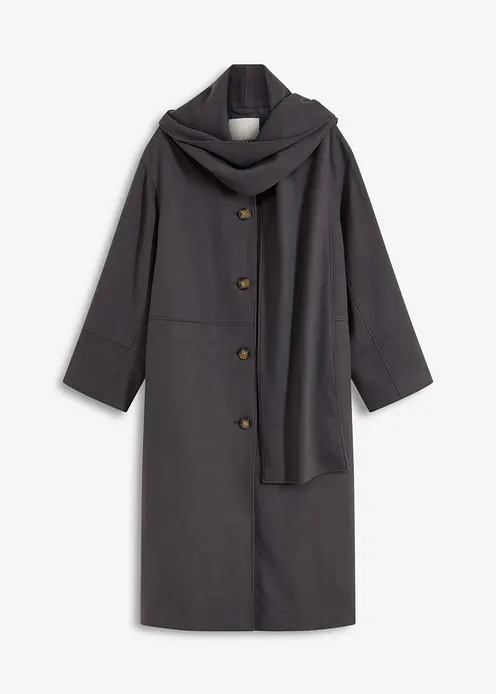 Oversize-Mantel mit zwei dezenten Nahttaschen in grau von vorne - bonprix