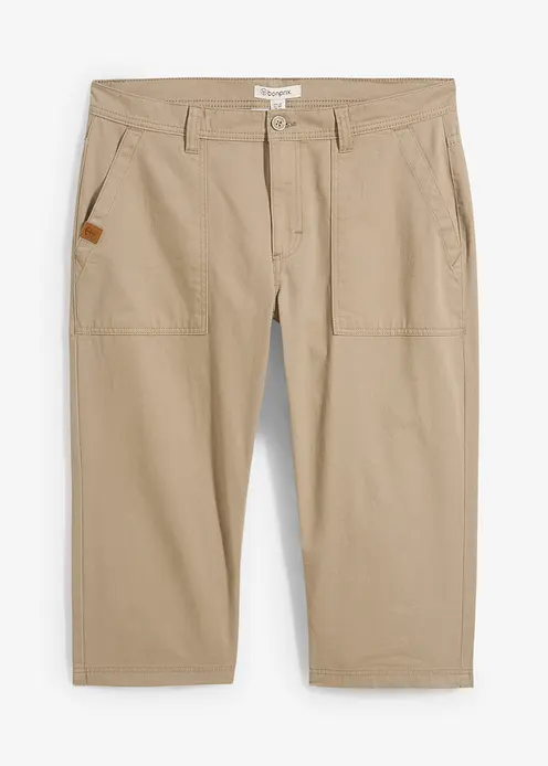 Long-Bermuda aus reiner Baumwolle Regular Fit in grün von vorne - bonprix