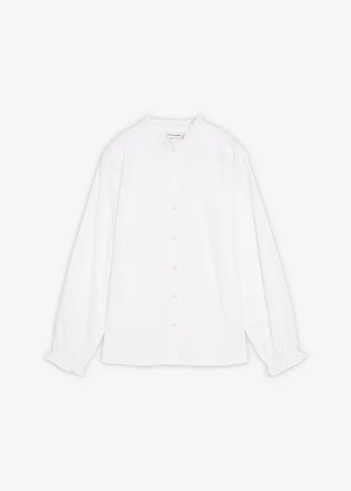 Bluse aus reiner Baumwolle in weiß von vorne - bonprix