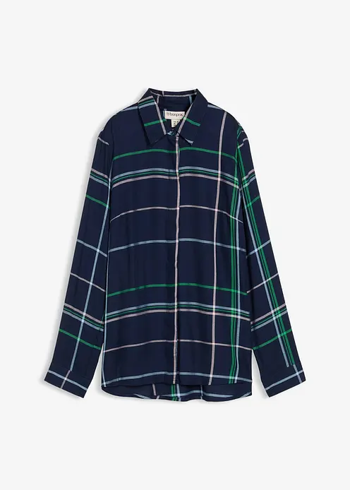 Longbluse aus fließender Viskose in blau von vorne - bonprix