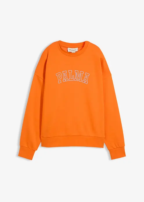 Oversize-Sweatshirt aus Baumwoll-Mix in orange von vorne - bonprix