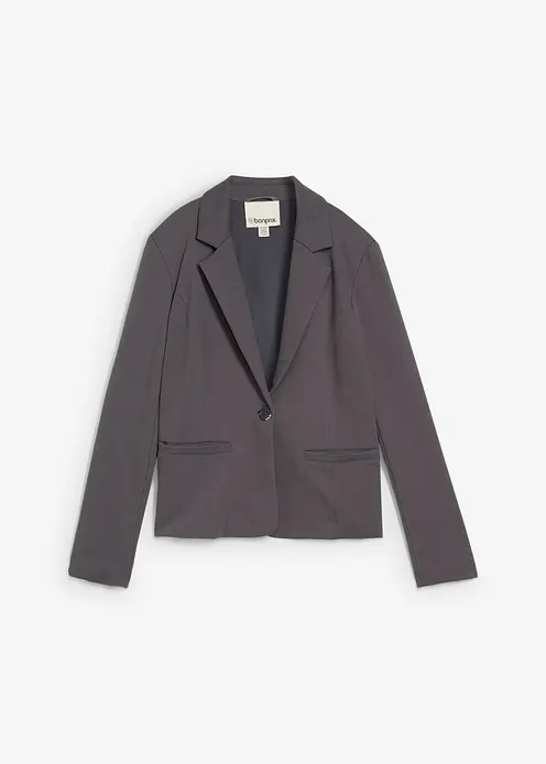 Sweatblazer mit fließender Viskose in grau von vorne - bonprix