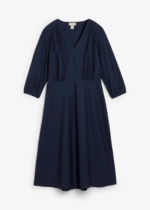 Kleid aus reiner Baumwolle in blau von vorne - bonprix