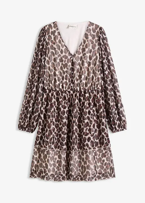 Tunika-Kleid aus softem Mesh in braun von vorne - bonprix