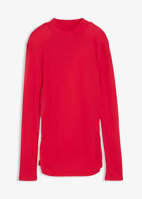 Rippshirt mit Raffung in rot von vorne - bonprix
