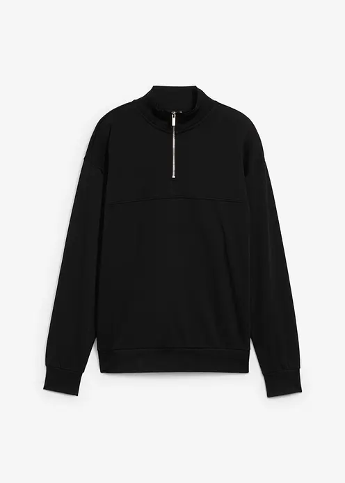 Oversize-Sweatshirt aus reiner Bio-Baumwolle in schwarz von vorne - bonprix