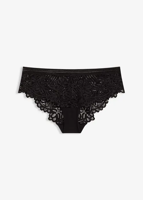 Hipster aus edler Spitze in schwarz von vorne - bonprix