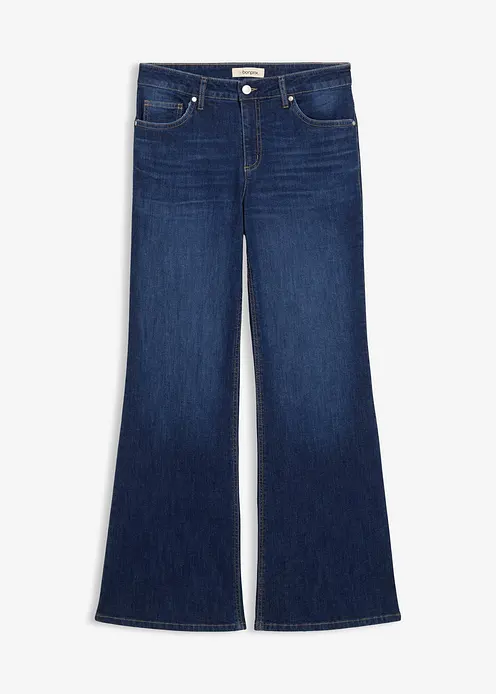 Flared-Jeans Mid Waist in blau von vorne - bonprix