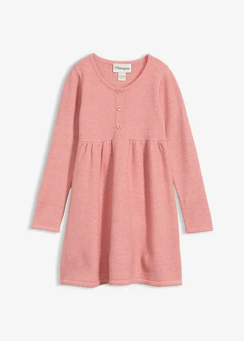 Strickkleid mit dekorativer Knopfleiste in rosa von vorne - bonprix