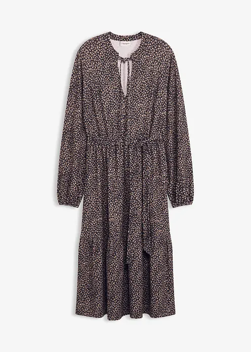Midi-Jerseykleid in schwarz von vorne - bonprix